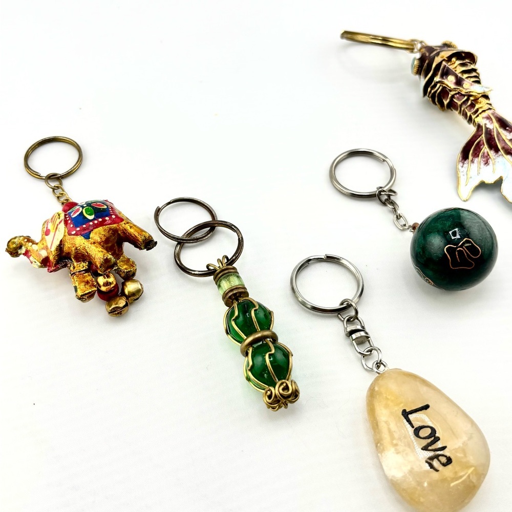 Boho & Spiritual Keychain MEGA Bundle - Lot of 5 (Koi, Elephant, Stone) - Picture 3 of 14